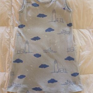 The Beaufort Bonnet Company Light Blue Sleeveless Lighthouse Print Dress